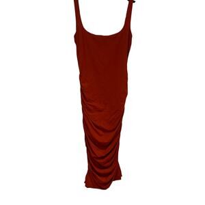 Kookai Burnt Orange Scoop Neck Bodycon Midi Dress Size 2